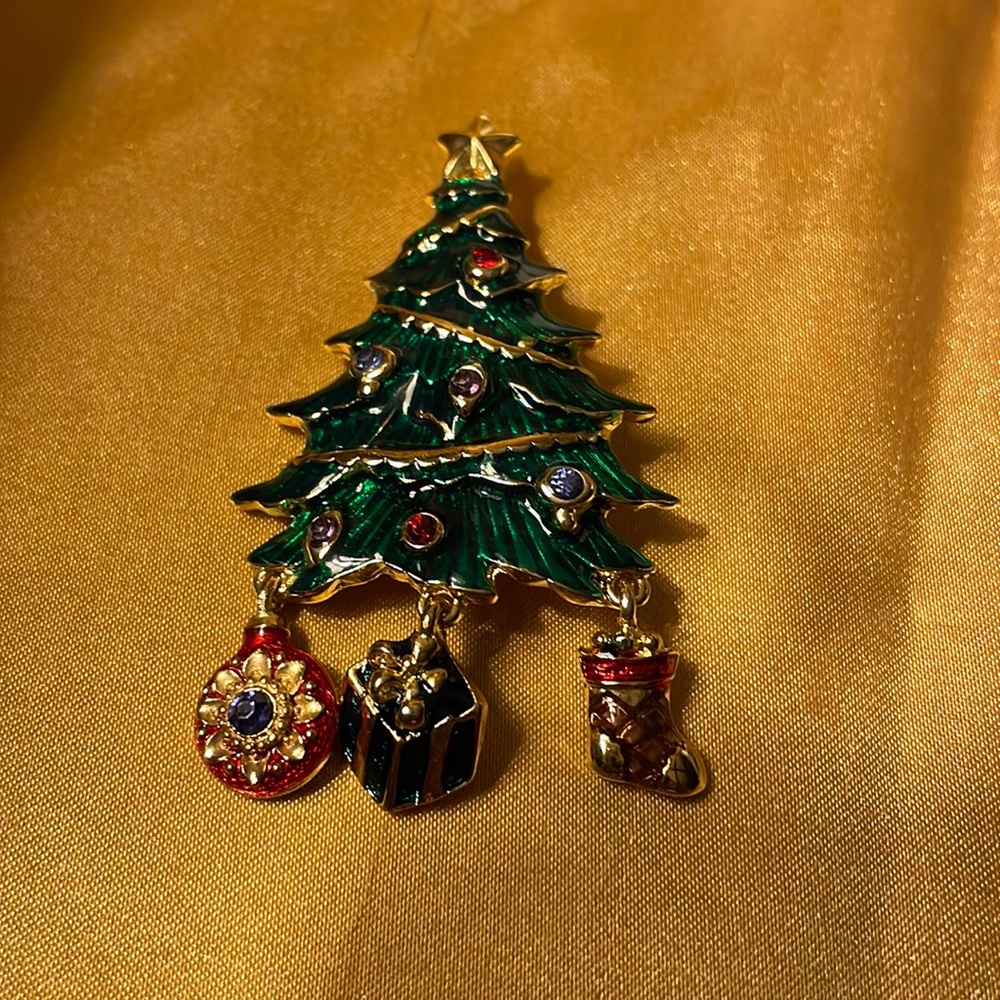 Rare Christopher Radko Christmas Tree Brooch